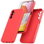 Giolus Case for Samsung Galaxy A14 4G / 5G Case Silicone with 2 Pack Screen Protector, Slim Liquid Silikon Case Soft Protective Case Matte Anti-Scratch Shockproof Case for Samsung A14 Case-Red