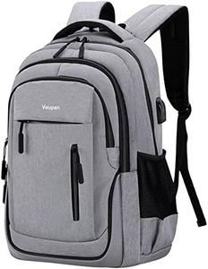 Vaupan Business Travel Laptop Backpack, Water Resistant College Computer Bag Gifts with USB Charging Port for Men & Women Fits 15.6 Inch Notebook (Grey)