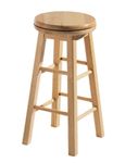 Premier Housewares Bar Stool / Wooden Stool / Breakfast Bar Stool / Revolving / Kitchen Stools / Solid Wood - Natural, 64 x 32 x 32 cm