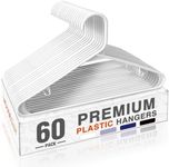 HOUSE DAY White Plastic Hangers 60 Pack, Clothes Hangers with Non Slip Hooks, Durable & Space Saving Coat Hanger, Light-Weight Clothing Hangers, Perfect Closet Organizer for Everyday Use