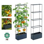 Tatqilo 2 Pack Raised Garden Bed Planter Box with Trellis, 55in Tomato Planter with Self Watering, Tomato Cage Raised Planter with Trellis for Climbing Vegetables Plants, Indoor Outdoor Use