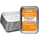 NUPICK 30 Pack 6415 Drip Pans Compatible for Weber Spirit Series, Genesis Series, Q Series Grills, Disposable Aluminum Foil Grease Trays, 8.5" x 6"