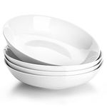 MALACASA, Series Regular, 9'' Pasta Bowl, Porcelain Salad Pasta Bowl, Large Ceramic White Soup Bowl Set, Serving Plates for Salad Pasta Soup Fruit, Microwave Dishwasher Safe, Set of 4