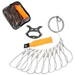 Techson Fish Stringer Kit, Portable Live Fish Large Buckle Lock, Stainless Steel Fishing Gear Accessories, Including 10 Snaps, Float, Plastic Handle and Carry Bag