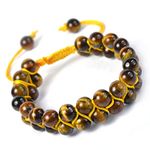 Crystu Tiger Eye Bracelet Macrame Bracelet Nylon Cord Adjustable Wristband Double line Stone Bracelet for Women & Men