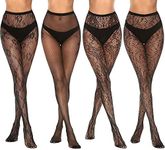 MANZI Womens Patterned Tights Fishnets Tights Fashion Pantyhose Ladies Tights 4 Pairs