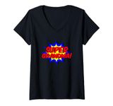 Womens Super Grandma Comic Book Style Superhero V-Neck T-Shirt