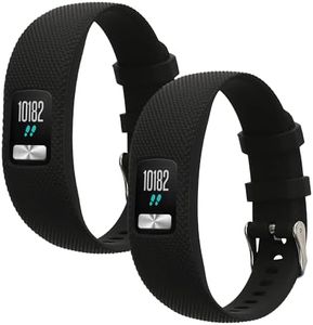 kwmobile Straps Compatible with Garmin Vivofit 4 Straps - 2x Replacement Silicone Watch Bands - Black Matte/Black Matte