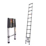 10.5 Ft Stainless Steel Telescoping Ladder Telescopic Extension Ladder Lightweight Collapsible Ladder,for RV, Loft, Attic, Home for Indoor and Outdoor Use, 330lb Load Capacity