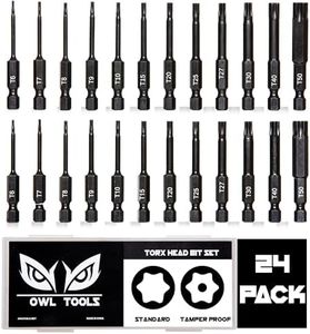 Owl Tools Torx Bit Set (24 Pack in Standard Torx Star Bits & Security/Tamper Proof) Sizes - T6 - T50 - Hex Shank Bit with Magnetic Tips - Hardened CRM Steel Alloy - 2.3" Long