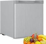 YOPOWER 50L Bar Fridge, Compact Refrigerator with Freezer, Adjustable Temperature Portable Mini Fridge Home Bedroom Car Boat Camp Office Countertop, Fast Frozen Quiet Operation Silver