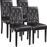 Yaheetech Dining Chairs Set of 4 Modern Kitchen Chairs with Faux Leather, Solid Wooden Legs and Button Tufted Backrest for Dining Room, Kitchen, Brown