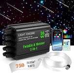 750 Starlight Headliner Kits for Car Home Star Ceiling Sky Decoration Twinkle & Meteor 2-in-1 Light Engine 0.03in*9.8ft RGBW Fiber Optic Strands 200 Pure White Shooting Stars 16W Starlight kit