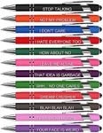 Enyeopd 12 Pack Funny Inspirational Quotes Snarky Ballpoint Pens with Stylus Tip, Black Ink Pens Encouraging Scriptures Screen Touch Stylus Pen, 1.0mm (12 Color,Negative)