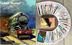 FLONZGIFT Travel by Train Playing Cards (Poker Deck 54 Cards All Different) Vintage European American Railway Travel Posters Retro Adverts Steam Train Loco