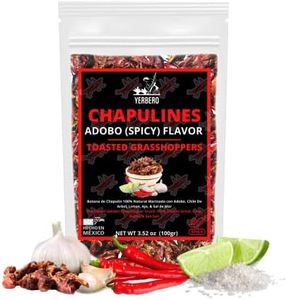 Yerbero - Fresh Chapulines Sabor Adobado From Oaxaca 3.5oz (100gr) | All Natural Spicy Toasted Grasshoppers With Lime, Sea Salt and Garlic | Always Fresh (Not Dehydrated) Delicious, Healthy Exotic Mexican Snack. Imported From Mexico