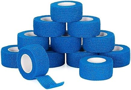 12 Rotoli Benda Elastica Coesiva Bendaggio, SEADESKY Elastica Garza Autoadesiva Bende Sport Nastro Salvapelle per le Dita, Mani, Piedi Adesiva Fasciatura 2.5cm x 4.5m (Blu)
