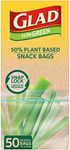 Glad To Be Green 50% Plant Based Snack Bags, 15cm x 9cm Resealable Bags to Keep Food Fresh, 50 Count