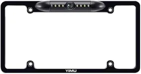 YIMU License Plate Frame Backup Camera HD Rear View Reverse Camera with 7 LED Night Vision 150 Degree Viewing Angle, Waterproof, for Cars/SUV/Pickup/Truck/Van/RV/Trailer Single Power Rear View System