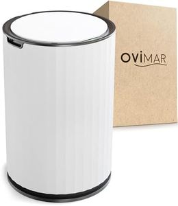 ovimar Sensor Badeimer Dueodde | Weiss | Touchless Sensorfunktion | Kosmetikeimer Rund | Eimer mit Deckel | 7l (Liter) | auch als Windeleimer geeignet | Mülleimer für Bad oder Küche als Abfalleimer