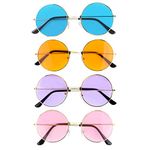 CHRORINE 4 Pairs Round Hippie Sunglasses Assorted for Circle Tinted sunglasses for Women Men Hippie Party Decorations