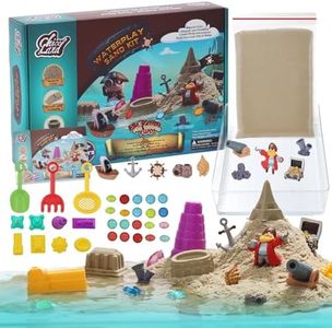 Chico Land Waterplay Sand Kit – 2.2lb Pirate Adventure Sensory Sand for Summer Water Fun, Build Underwater Cities, Pirate Accessories, Molds, Gems, Tray & Tools, Outdoor Toy Gift for Kids Ages 4+