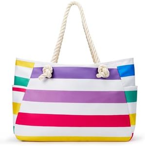 KALIDI Large Beach Bags for Women with Zip Waterproof Beach Bag Summer Holiday Essentials Travel Tote Bag with Pockets for Women Ladies Pool Gym Shopping