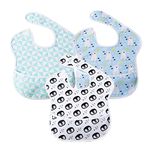 Little Dimsum Baby Bib Feeding Bibs Waterproof Drool Bib Coverall 3 PCS Set Adjustable Closure for Babies Toddlers with Large Pocket (Penguin & Bear & Triangle)