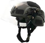 Tactical MICH 2000 Fast Helmet with Clear Riot Visor Face Shield Sliding Goggles for Airsoft Paintball CS War Games Outdoor Sports.