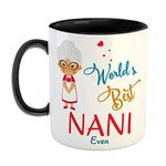 FurnishFantasy Worlds Best Nani Ceramic Coffee Mug - Best Birthday Gift for Grandma/Grand Mother - Black (1308)