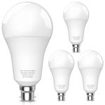 Plusok 17W LED Bayonet Light Bulbs, 150 Watt Equivalent B22 Light Bulb Cool White 6000K, 1600LM, Energy Saving LED Light Bulb, Non-Dimmable, 4-Pack