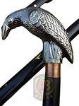 ADVANTAGE BARGAIN Antique Solid Brass Raven Head Handle Style Walking Stick Wooden Cane Wood & Metal For Men & Women Walking Canes Shaft Comes Three Fold Brass Great Gifted Collection Items