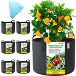 SYOURSELF 6 Pack Grow Bags 7 Gallon Fabric Pots,Thickened Nonwoven Grow Bag with Handles,Fabric Pots for Vegetable Flower Tomato Potato Garlic Indoor Outdoor Plants +6 Waterproof Garden Lables
