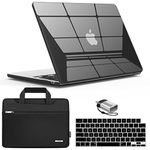 IBENZER Compatible with 2024 2023 2022 MacBook Air 13 inch case M3 A3113 M2 A2681, Hard Shell Case & Sleeve & Keyboard Cover & Type-C Adapter for Mac Air 13.6 with Touch ID, Crystal Black, KK-CYBK+3