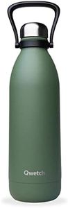 Qwetch - Grande Bouteille Isotherme - Kaki 1,5L - 48h Froid et 16h Chaud - Etanche & Sans BPA - Gourde Inox avec Poignée de Portage - Thermos isotherme pour Pique-nique, Camping, Famille