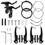 Complete Bike Brake Set, Bike V Brake Set, Front and Rear Bike Brakes, Bike Brake Levers Inner and Outer Brake Cables, Aluminum Bicycle Brake Set, for MTB BMX Bicycle Road Bike Mountain Bike Parts