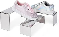 Purse Display Stand, 3 Silver Risers Display Stands Stainless Steel, Heavy Duty Countertop Shoes Stand Handbag Holder Risers for Home Boutique Retail Store Vendor Display Bags Perfume Jewelry