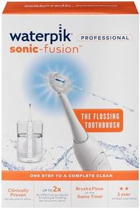 Waterpik Sonic-Fusion Flossing Toothbrush - Removes 99.9% of Plaque - Compact Design - Water Flossing Toothbrush - Brush, Floss & Brush & Floss - 2 Minute Brushing Timer - Quiet Operation - White