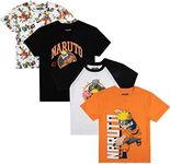 Naruto Uzumaki Crew Neck Short Sleeve 4pk Boy's Tees-Medium Multicolored