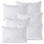 LSC Pillow Protectors 6 Pack Quilted Ultra Soft Anti Allergy Pillow Cover Breathable and Comfortable Microfiber White Pillowcase 48x74 CM (PACK OF 6)