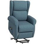 HOMCOM Power Lift Recliner Chair for Elderly, Linen Electric Reclining Chair with Footrest, Remote Control, Side Pockets, Blue