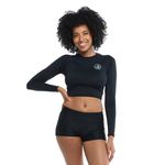 Body Glove Women's Standard Let It Be Long Sleeve Crop Top Rashguard with UPF 50+, Black, Small