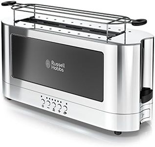 Russell Hobbs 2-Slice Glass Accent Long Toaster, Black & Stainless Steel, TRL9300BKR