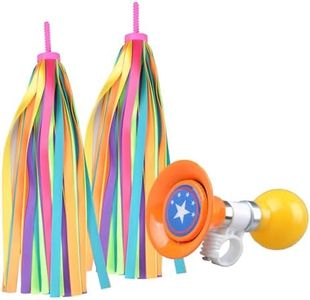 Kids Bike Bell and 2 Pack Kids Bike Streamers for Children's Bike Accessories, Kid Bike Horn Kid Bike Accessories for Kids(Orange Pentagram)…