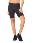 2XU Women's Motion Mid-Rise Compression Short, Black/Dotted Black Logo, XS