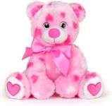 Bearington Collection Pink Plush Stuffed Animal Teddy Bear with Hearts, Adorable, Soft Cuddly Plush with A Pink Bow, Gift for Birthdays, Holidays & Special Occasions Like Valentines Day, 8.5 inches