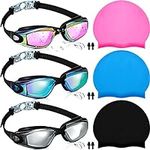 6 Pack Swim Goggles Hat for Adults 