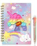 GINMLYDA Pop Secret Diary for Girls with Pen, 8.25x5.7 Inches 160 Pages Unicorn Fidget Kids Notebook and Pen Set for Girls Birthday Presents A5 Spiral Kids Journal for Girls Gifts 6-12 Year Old