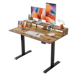 TEKAVO Electric height adjustable table with monitor riser I Standing desk I Workstation for home office I Work table for laptop pc I Motorized desk I 120L x 60W x 72 to 120H CM I Black & Forest I DIY