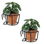 TrustBasket Round Pot Railing Hanger (Set of 2) | Heavy Duty Durable Indoor Outdoor Balcony Terrace Railing Basket, Plant Hanging Holder (Pot Not Included)